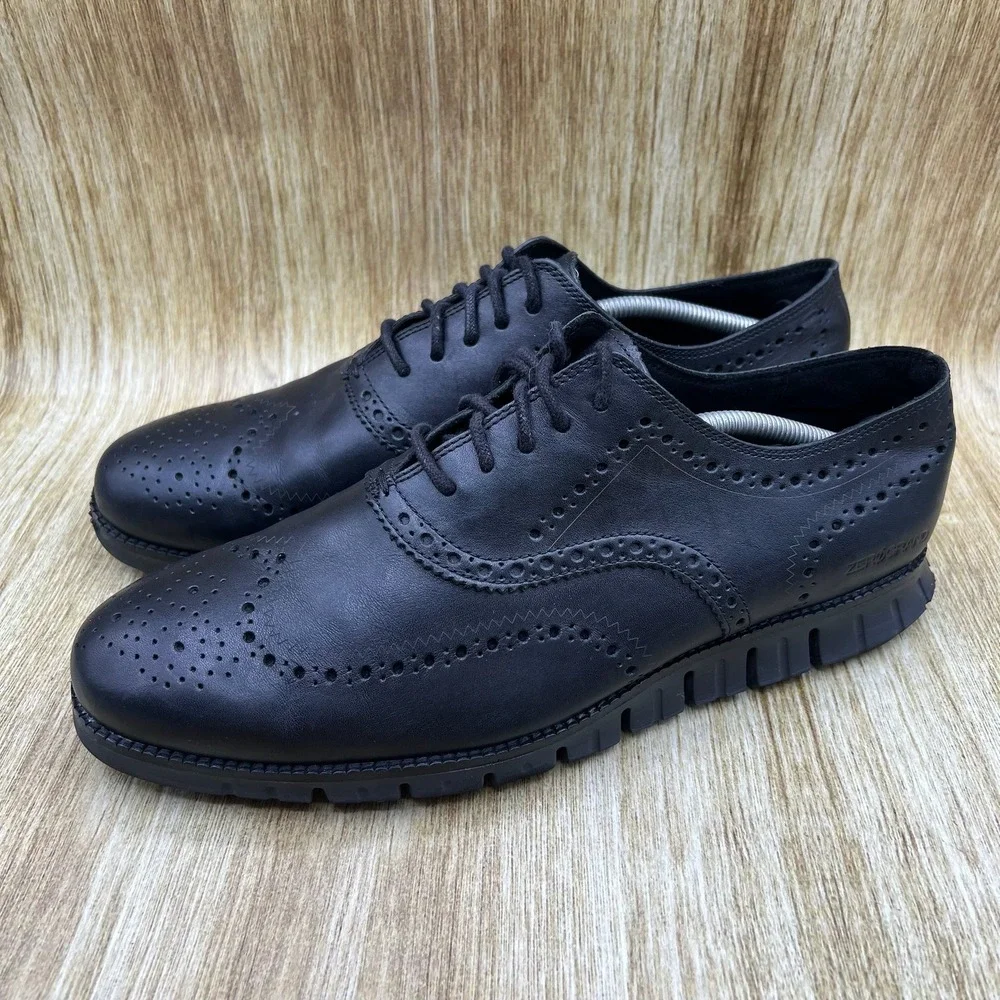 Cole Haan Zerogrand Wingtip Oxford Men's Size 12 W Black Leather Shoes C20719